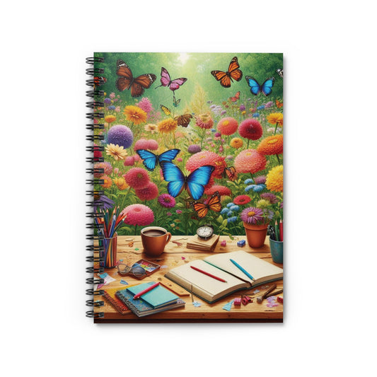 Colorful Butterfly Garden Spiral Notebook