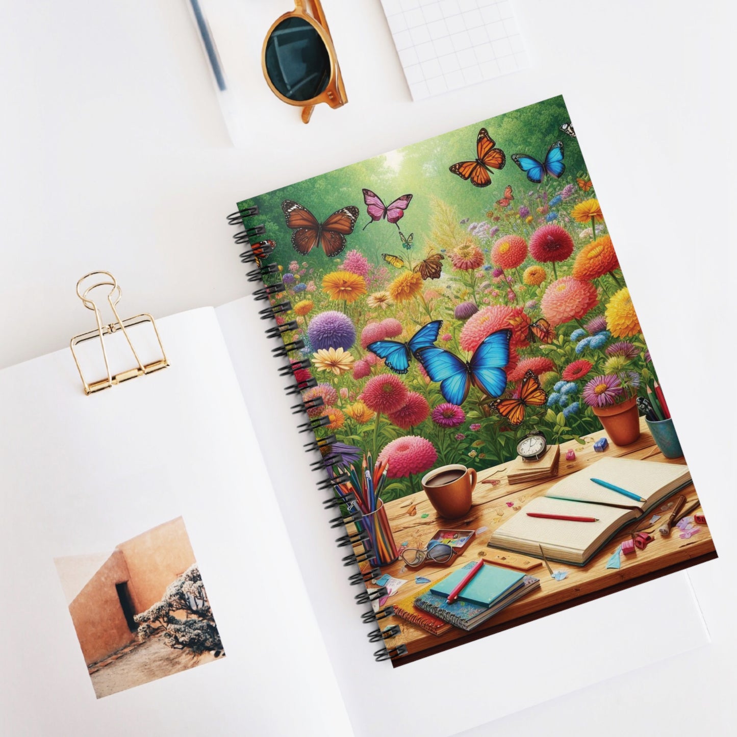 Colorful Butterfly Garden Spiral Notebook