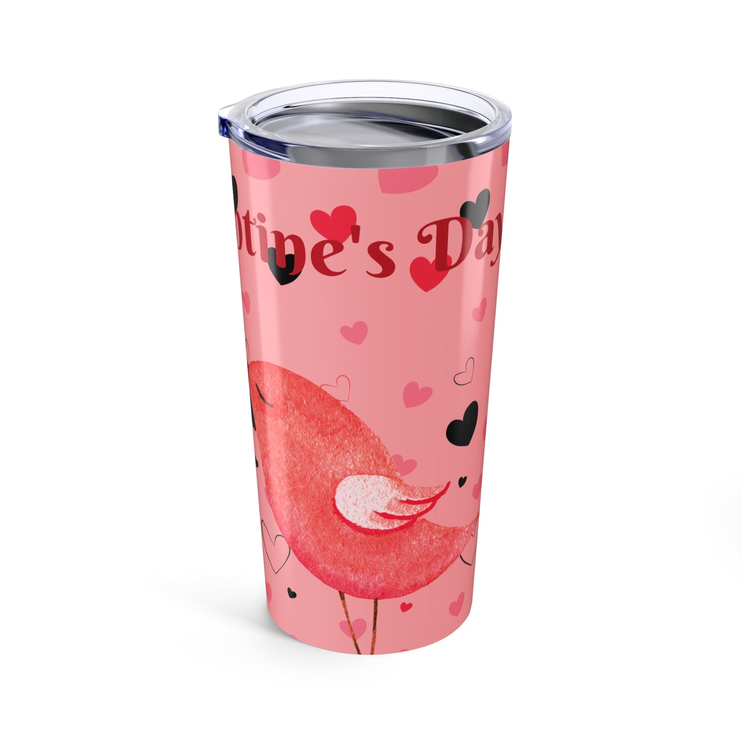 Romantic Valentine’s Tumbler 20oz, Pink Heart Travel Mug, Perfect for Couples, Gifts for Her, Anniversary Drinkware