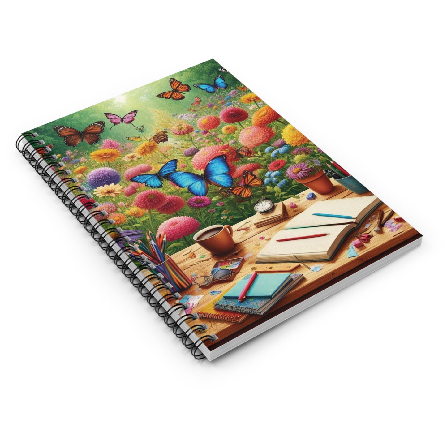 Colorful Butterfly Garden Spiral Notebook