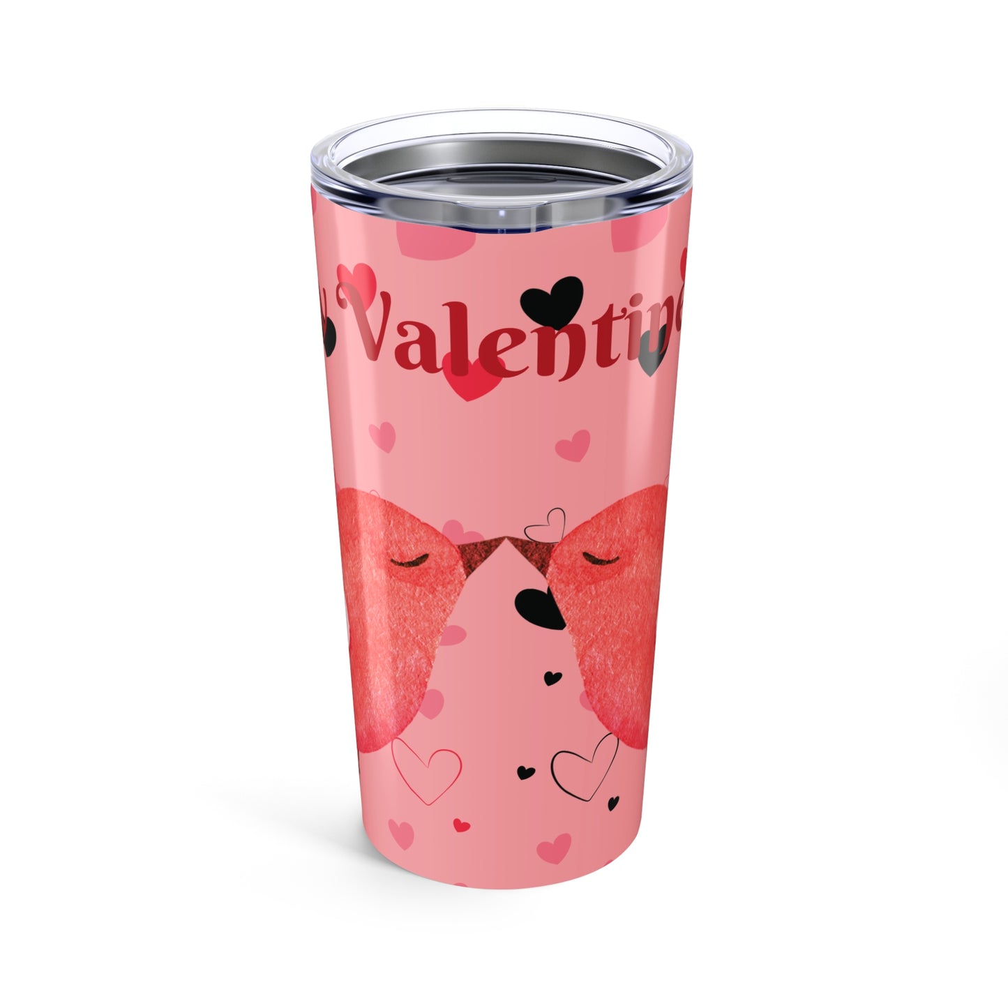 Romantic Valentine’s Tumbler 20oz, Pink Heart Travel Mug, Perfect for Couples, Gifts for Her, Anniversary Drinkware