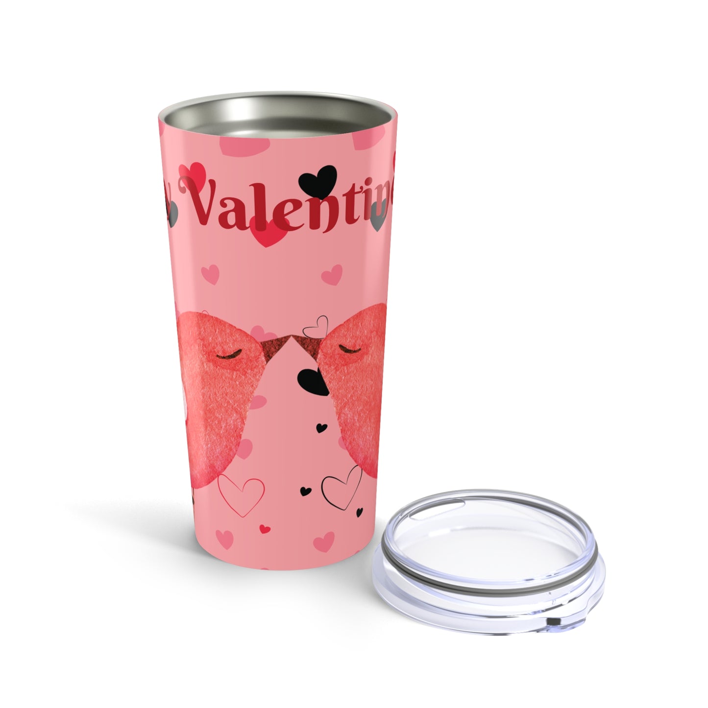 Romantic Valentine’s Tumbler 20oz, Pink Heart Travel Mug, Perfect for Couples, Gifts for Her, Anniversary Drinkware