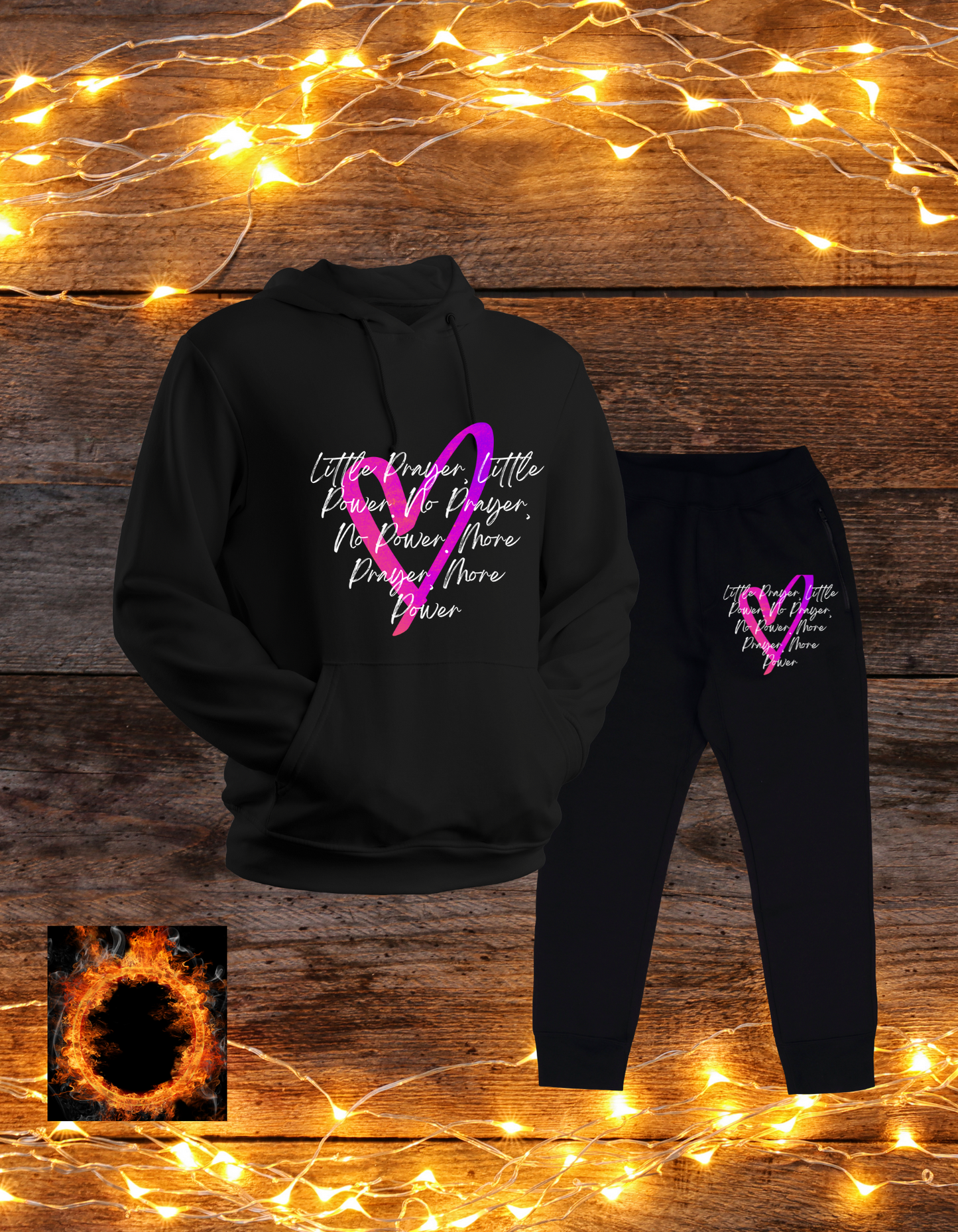 Empowering Prayer Printed Hoodie and Pants Set, Inspirational Jogger Set