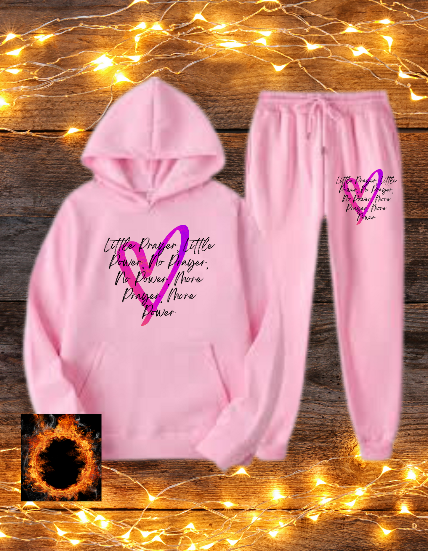 Empowering Prayer Printed Hoodie and Pants Set, Inspirational Jogger Set