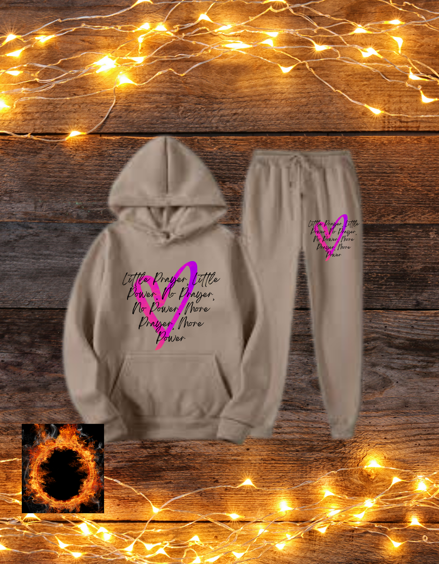 Empowering Prayer Printed Hoodie and Pants Set, Inspirational Jogger Set