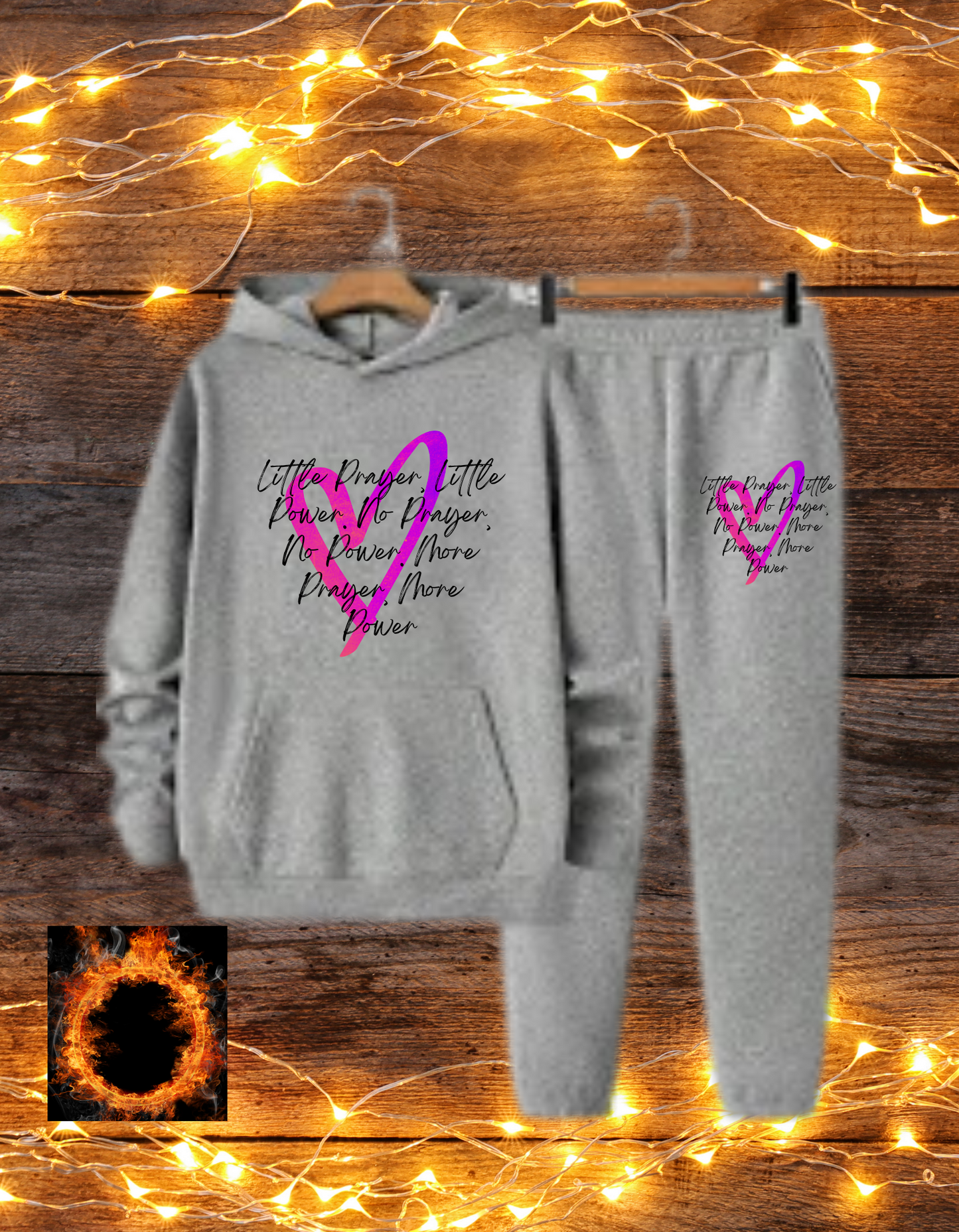 Empowering Prayer Printed Hoodie and Pants Set, Inspirational Jogger Set