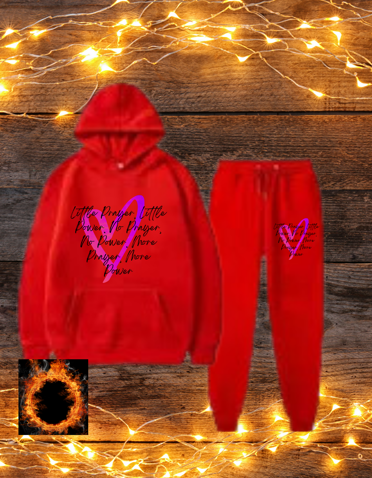 Empowering Prayer Printed Hoodie and Pants Set, Inspirational Jogger Set